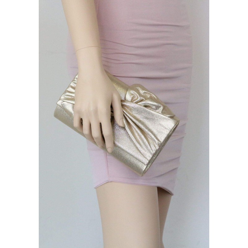 Girly Handbags Large Bow Clutch Bag, gold