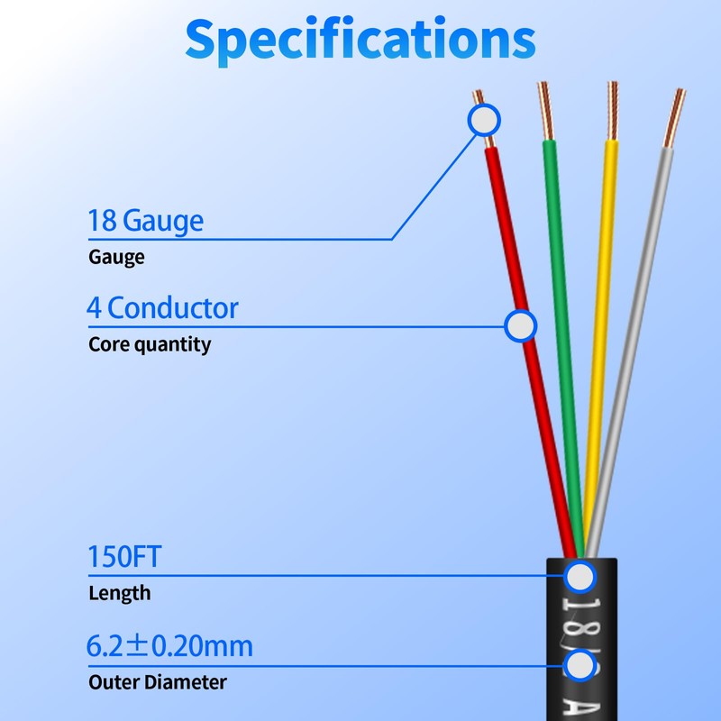 18/4 Solid Sprinkler System Wire 150ft, 18 Gauge Irrigation Wires