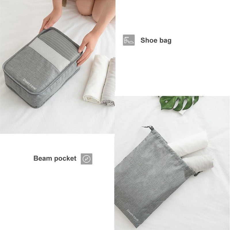 LEDON 7Pcs Packing Cubes for Travel Black, Luggage Suitcase Organizer,with
