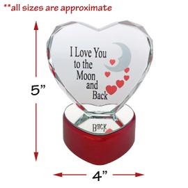 BANBERRY DESIGNS I Love You to The Moon and Back - LED Crystal Heart Lighted Light Up Heart on a Red Heart Base - Color Changing - Measures 5" x 4"
