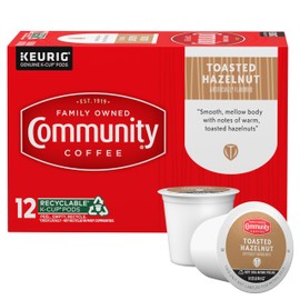 Community Coffee Toasted Hazelnut Flavored 12 Count Coffee Pods, Medium Roast, Compatible with Keurig 2.0 K-cup Brewers, 12 Count (Pack of 1)