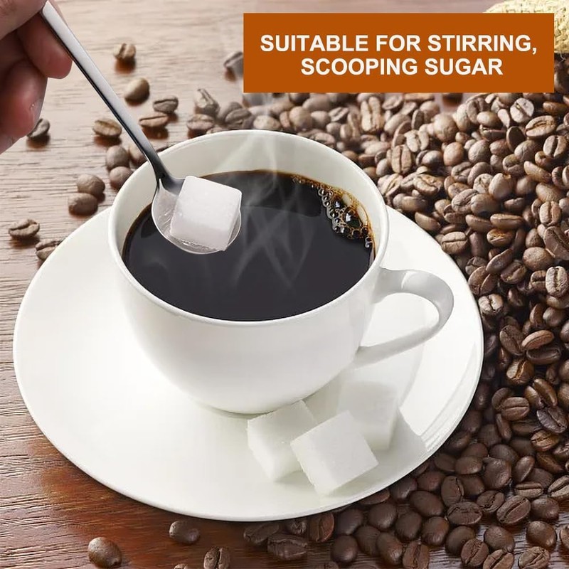 6 Pieces Stainless Steel Coffee Spoons, 12.9 cm Round Dessert