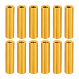 PATIKIL M3 Aluminium Spacer, Pack of 12 Metal Standoffs Sleeve Nut 3 mm ID x 5 mm OD x 18 mm L Thread Spacer Screw Spacer Round for RC Car Drones Motherboard, Golden