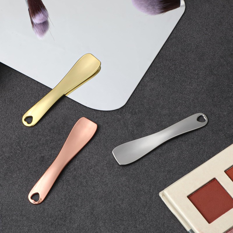 Hariendny 3 Pack Mini Metal Makeup Spatula Skin Care Cosmetic