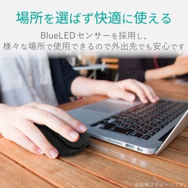 Elecom M-DY12DBXBK Mouse Wireless (Receiver Included) M Size, 3 Buttons, BlueLED EPRIM, Black
