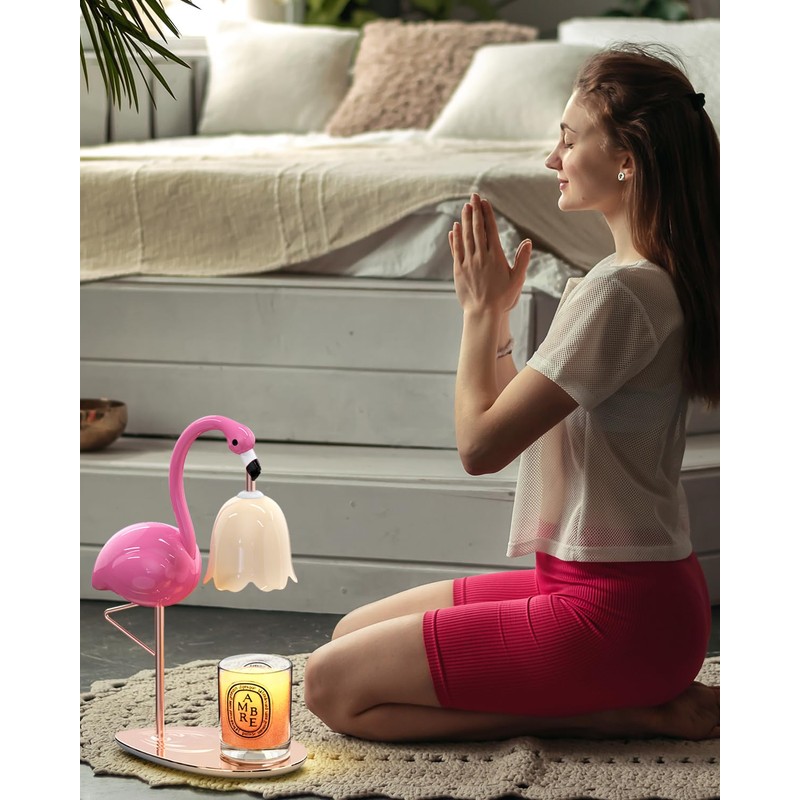 CODOGOY Fragrance Candle Warmer Flamingo Lamp with Timer, Dimmable, Halogen,