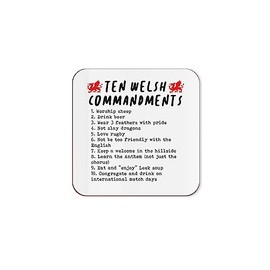 The Victorian Printing Co - Ten Welsh Commandments - Funny Single Coaster
