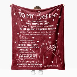 Snycler Best Friend Blankets for Women, Birthday Gifts for Bestie, BFF Gifts for Women, Birthday Gifts for Women Friends, Christmas or Valentines Gift for Her 50"x60" Throw Blanket Red