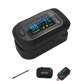 Oxímetro de Pulso para Dedo, Oximetro Digital 4 en 1, con Bolsa y Cordón, Muestra Nivel de Oxígeno, Pulso y Respiración, Pilas No Incluidas           