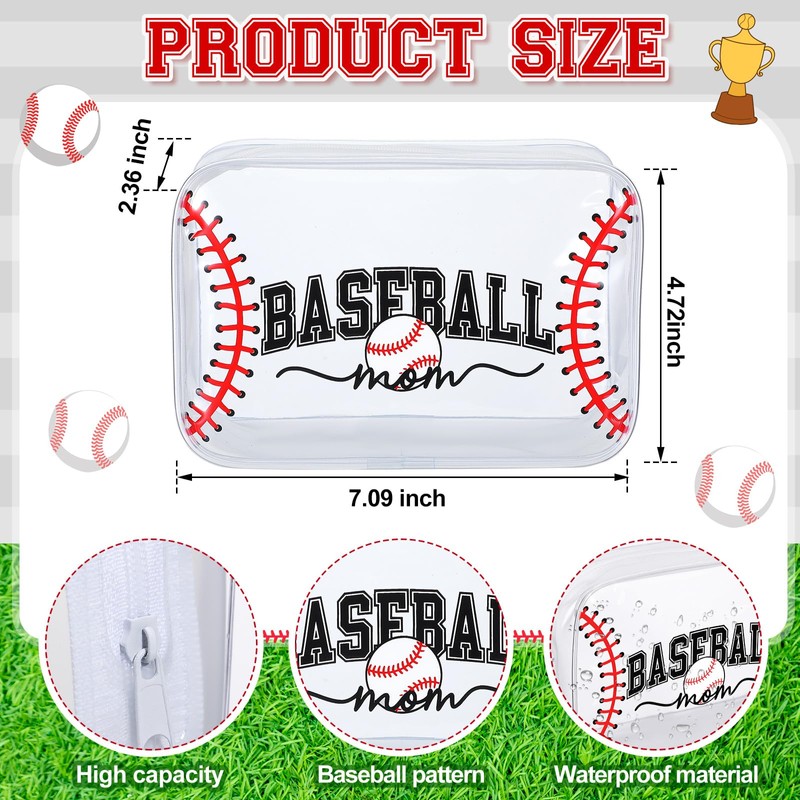 Yeyeplum 12 Pcs Baseball Mom Snack Bags for Team Cosmetic