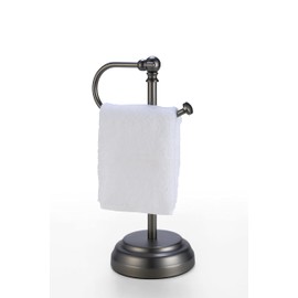 SunnyPoint Heavy Weight Classic Decorative Metal Fingertip Towel Holder Stand for Bathroom, Kitchen, Vanity and Countertops. (Black Nickel, 13.375" x 5.5 x 6.75 INCH)