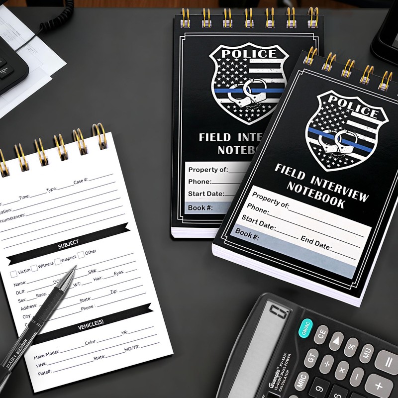 Police Field Interview Notebook, Incident Report Law Enforcement Notepad