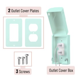 Bates - Baby Safety Outlet Cover Box, Cyan Blue, Outlet Covers Baby Proofing, Plug Covers Baby Proofing, Baby Outlet Cover, Socket Covers Baby Proofing, Baby Outlet Covers Baby Proof, Outlet Box Cover