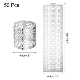 sourcing map 50Pcs Napkin Rings Laser Cut Foil Paper, Napkin Holder Hollow Napkin Bands for Weddings Party Serviette Table Decoration Restaurant (Reflective Silver Tone, 6.7 x 2")