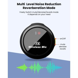 GEEKERA Wireless Lavalier Microphone for iPhone15/16，iPad，Camera and Android, Noise Canceling Mini Microphone with Three Different Modes, Perfect for Podcasts & Video Recording, YouTube, (2 Mics)