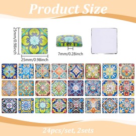 PH PandaHall 25mm Square Cabochons 48pcs Glass Cabochon Printed Glass Dome Cabochons Flower Pattern Cabochon Supplies for Photo Cameo Pendant Crafts Jewelry Making