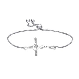 MYOSPARK WWJD Christian Bracelet Love Heart Infinity God Cross Religious Jewelry Baptism Gift (WWJD chain bracelet RG)