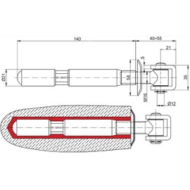 KOTARBAU® Set of 2 Adjustable Gate Hinges with Anchoring + Rosette Ideal for Heavy Loads Chemical Dowels Gate Rod Galvanised M16 / Diameter 21 mm