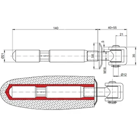 KOTARBAU® Set of 2 Adjustable Gate Hinges with Anchoring + Rosette Ideal for Heavy Loads Chemical Dowels Gate Rod Galvanised M16 / Diameter 21 mm