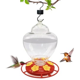 Hummingbird Feeders for Outdoors Hanging with Ant-Proof Hooks, 40 oz Hummingbird Feeder with Circular Perch, Leak Proof for Garden Yard