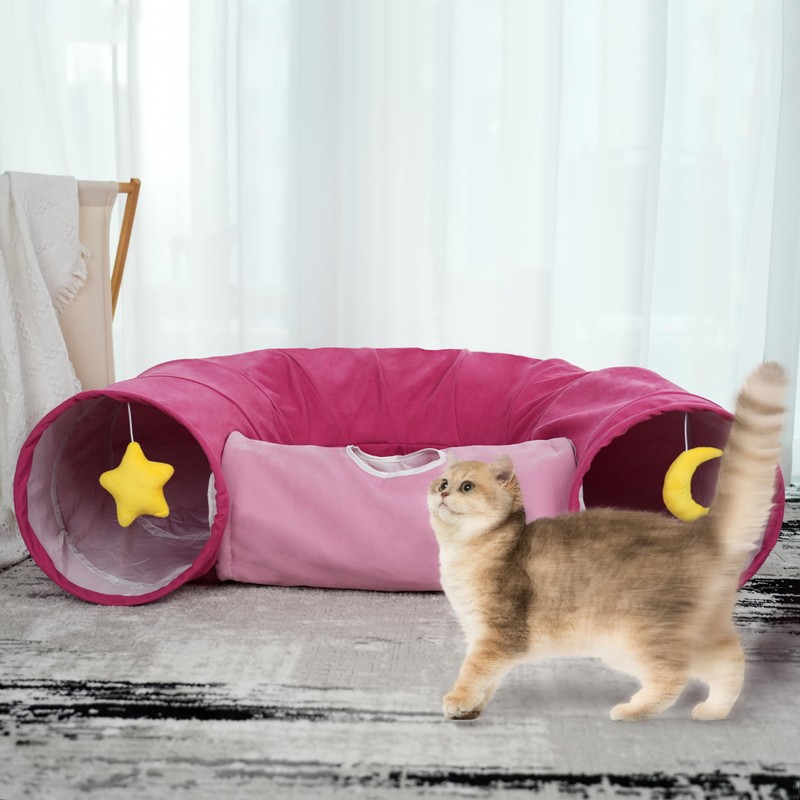 PAOPO Cat Tunnel, Large Indoor Durable Collapsible Interactive Cat Tube