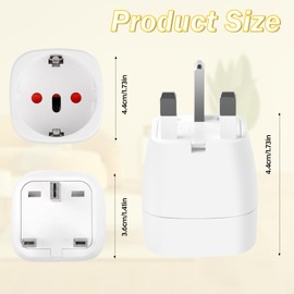 TNOMSNO Adapter England Germany Plug 2 Pack with Safety Guard UK Adapter Socket Adapter UK Travel Adapter UK for EU to England, Ireland, Dubai and Brittany, l'Irelande