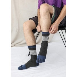 Mens Toe Socks Running Five Finger Socks Mini Crew Sport Cotton Socks, 3/4/5 Pairs (Multicoloured-4)