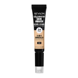 Revlon ColorStay Skin Awaken Corrector 5 en 1, maquillaje facial ligero, cremoso y duradero con cafeína y vitamina C, para imperfecciones, círculos oscuros y enrojecimiento, 025 beige claro, 0.27 fl oz