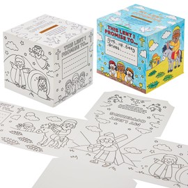 Baker Ross FN396 My Lent Colour-in Donation Box - Pack of 4, Easter Arts and Crafts for Kids