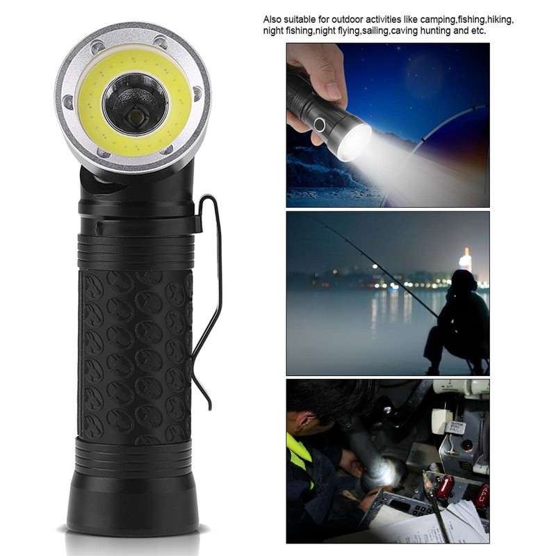 LED Flashlight, Portable T6+COB LED Foldable Magnetic Tail LED Inspection