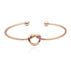 14K Gold Plated Forever Love Knot Infinity Bangle Bracelets for Women, Adjustable Gold Bangle Bracelet for Women, Knot Bracelet Love Bracelet Women's Bridesmaid Twisted Open Bracelet (Rose Gold)
