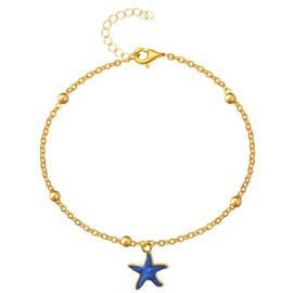 Starfish Bracelet for Women Dainty Alloy Enamel Ocean Starfish Bracelet Cute Tiny Summer Beach Bracelet Jewelry Gifts, One Size, Silver, no gemstone