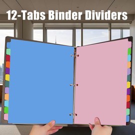 12-Tab Binder dividers with tabs for 3 Ring Binder, Write & Erase, Dividers for 8.5 x 11'' Letter Size Papers, Assorted Color, 3 Set, Ideal for Student, Teacher