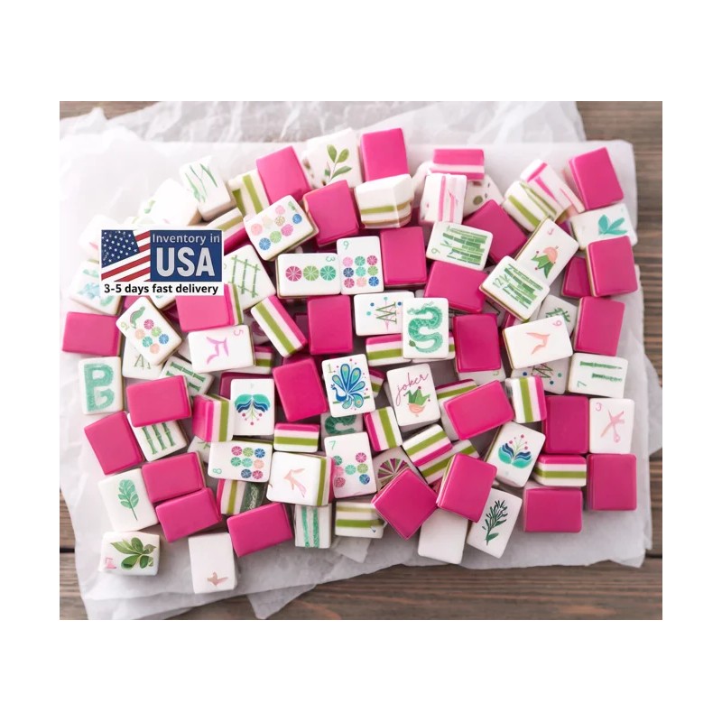 US Local Stock Acrylic American Mahjong Tiles Pink 4-layer OMM