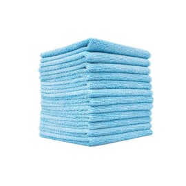 The Rag Company (12 Pack) Premium 12 x 12 Microfiber Terry Towel, Light Blue