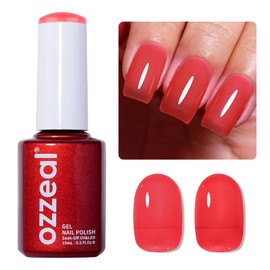 Jelly Gel Polish, Light Red Jelly Nail Gel Polish Translucent Spring Summer Sheer Soak off UV LED for Nail Art DIY Manicure 0.5 Fl Oz