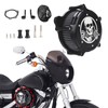Aferrizu Motorcycle Air Filter Skull Style Air Cleaner with Filter Sock Dustproof Protective Cover Kit for Harley Touring 2000-07 Softail 2000-15 Dyna 2000-17, Excludes 2017 FXDLS (Black)