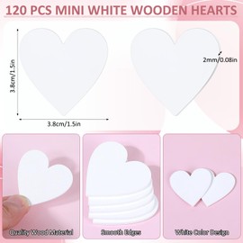 Bewudy Pack of 120 White Wooden Hearts for Crafts, Wooden Scatter Decoration as Table Decoration, Confetti Wooden Heart Decoration for Wedding, Valentine's Day, Birthday Party, Card Making, DIY Crafts