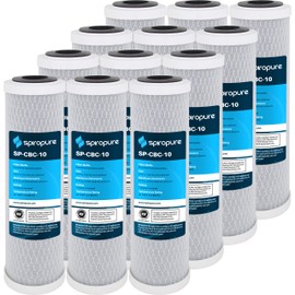 SpiroPure SP-CBC-10 10x2.5 1 Micron NSF Certified Coconut Shell Carbon Block Water Filter Cartridge CB1-10 255382-43 CB-25-1001 (Case of 12)