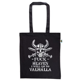 clothinx I will Go to Valhalla Nordic Viking Design with Helmet, Skull and Sword Suitable for the Next Raubfahrt in the North, 100% Organic Fair Bag, black