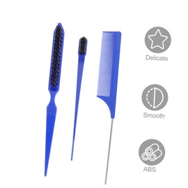 TOVINANNA Multi-use Hair Comb Set for Natural Hair Three Row Teasing Brush Dual Tip Styling Combs for Professional and Home Use Easy Detangling and Smoothing