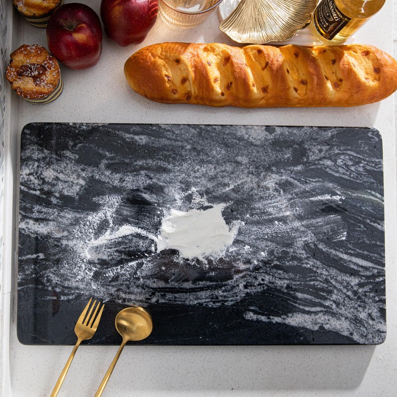 Adolif Natural Black Marble Pastry and Cutting Board, 12x20x0.7 Inch,