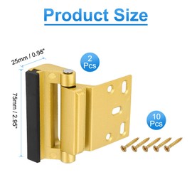 PATIKIL 2.95"x0.98" Home Security Door Reinforcement Lock, 2 Pcs Aluminum Alloy Home Security Door Lock with 10 Screws for Inward Swinging Door to Enhance Your Home Safety&Privacy, Gold