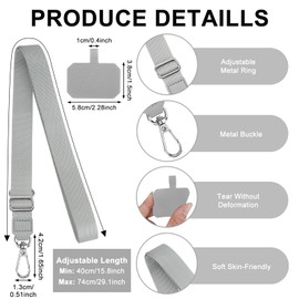CEYAZYE - Juego de correas ajustables para teléfono con 2 correas para el cuello del teléfono celular, 2 llaveros y 4 pestañas, soporte antirrobo para teléfono universal, cadena cruzada compatible con