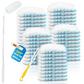 Bisenkud Duster Kit for Swiffer Duster Refill: 50 Heavy Duty Refills + 2 Handles | 3X Grip & Static Tech | Car, Furniture & Electronics Dry Cleaning