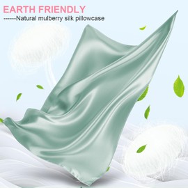 Mulberry Silk Pillow Cases Standard Size with Hidden Zipper, Ultra Smooth and Soft Breathable Cooling Silk Satin Pillowcase for Hair and Skin, Gifts for Women Men (Sage Green, 20x26 Inches, 1 Pack)
