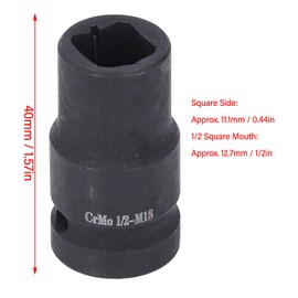 M18 Square Tap Socket, 1/2 Inch Female Square Hole, Perfect for Impact Drivers and Electric Wrenches