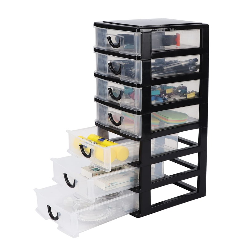 Rempry Mini Plastic Drawers Organizer, 7.1"cx5.1"x13.2" Small Storage Drawers Containers