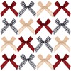 120 Pieces Christmas Mini Plaid Ribbon Bows Natural Burlap Bow
