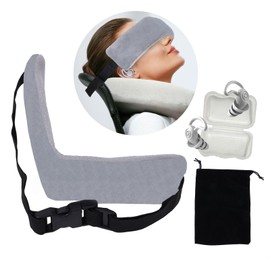 PPDVUUT Adjustable Head Support Strap for Travel - Compact & Portable Headrest Pillow Sling with Soft Fleece, Prevents Head Bobbing on Airplanes & Cars (Includes Earplugs & Storage Bag)